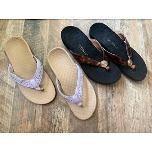 Vionic Hilda Brown Black Arch Support Orthotic Sandals Flip Flops Thong 9 2pairs